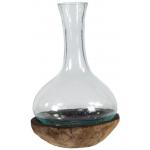 Decowood Glass E Round 21x35 cm ronde glazen vaas op boomstronk L decoratie